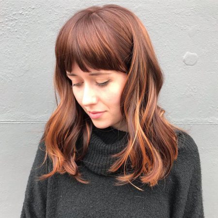 Woman's chestnut colour and cut by Stu Weller Hair